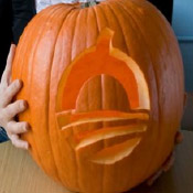 obama logo on a pumpkin