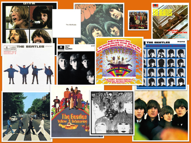 collage of beatles album covers