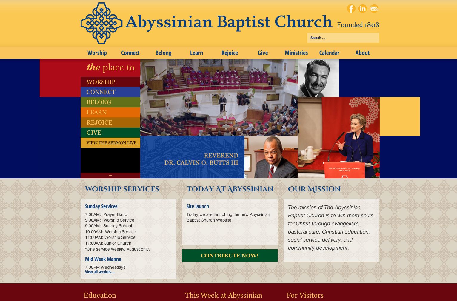 Abyssinian Baptist Church website Home Page