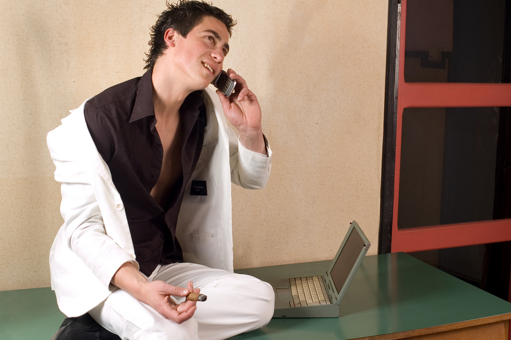 Bizarre dude smoking a cigar