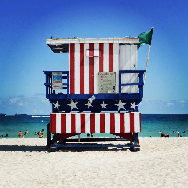 A lifeguard station on South Beach, Miami